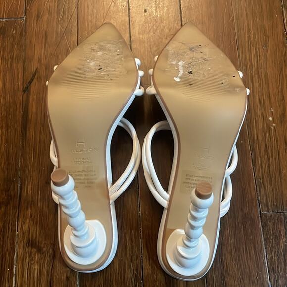 Halston White Strappy Heels Size 8 New - Picture 6 of 7